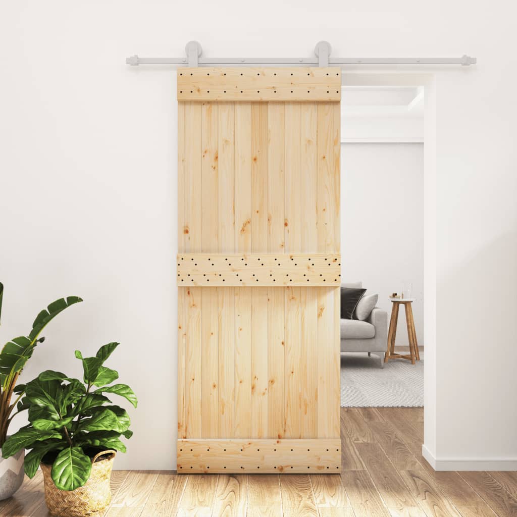VidaXL Schiebetür mit Beschlägen 85x210 cm massives Kiefernholz