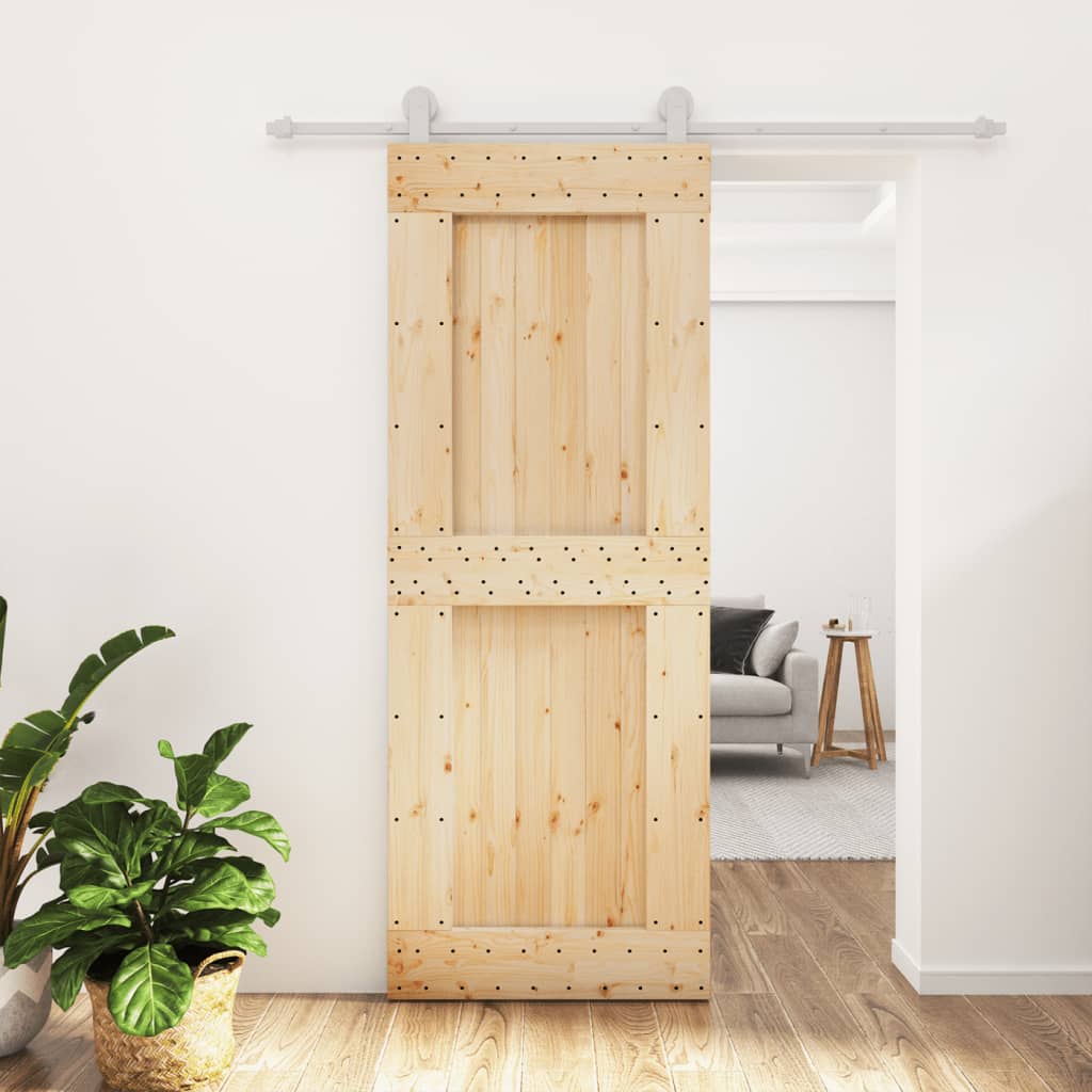 VidaXL Schiebetür mit Beschlägen 80x210 cm massives Kiefernholz