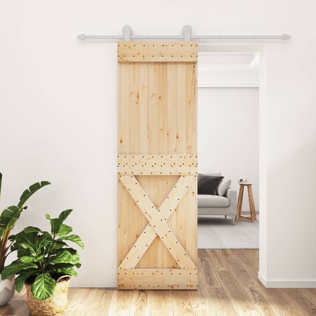 VidaXL Schiebetür mit Beschlägen 70x210 cm massives Kiefernholz