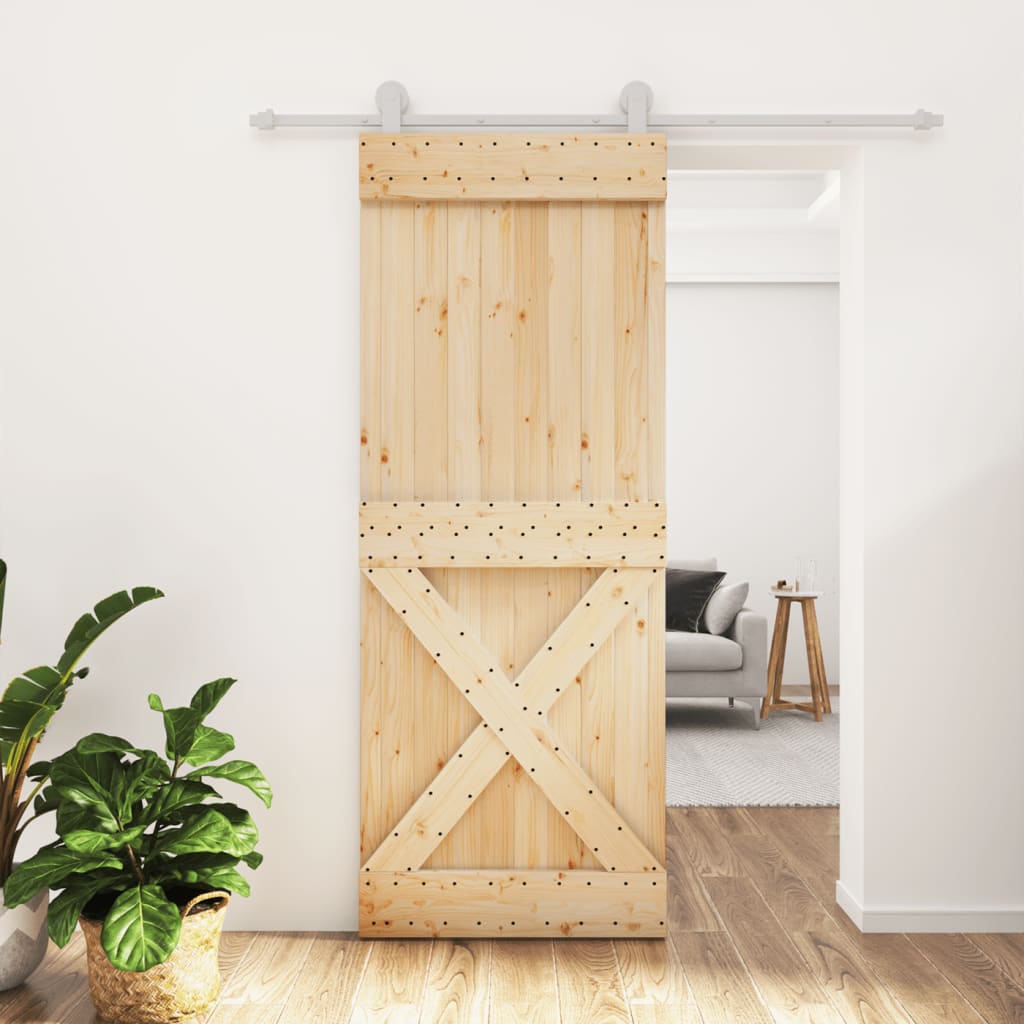 VidaXL Schiebetür mit Beschlägen 80x210 cm massives Kiefernholz