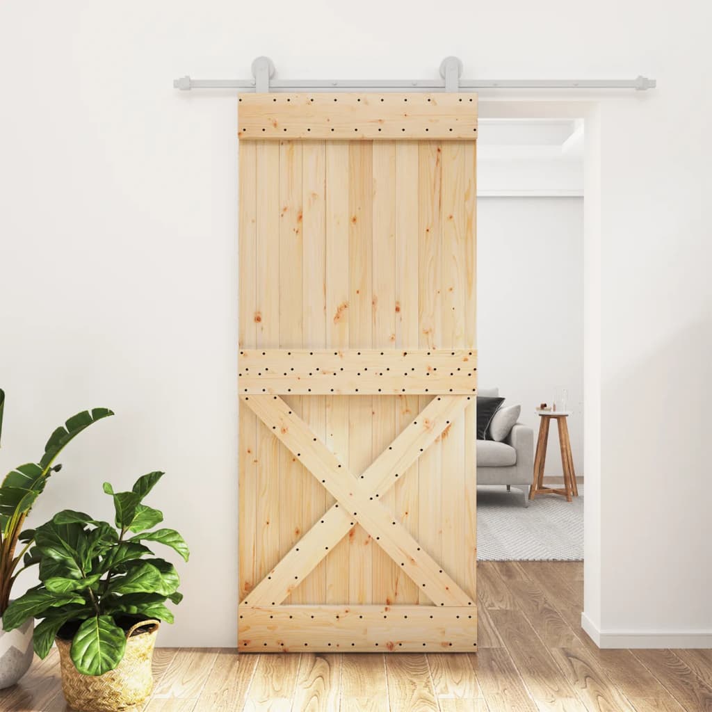 VidaXL Schiebetür mit Beschlägen 90x210 cm massives Kiefernholz