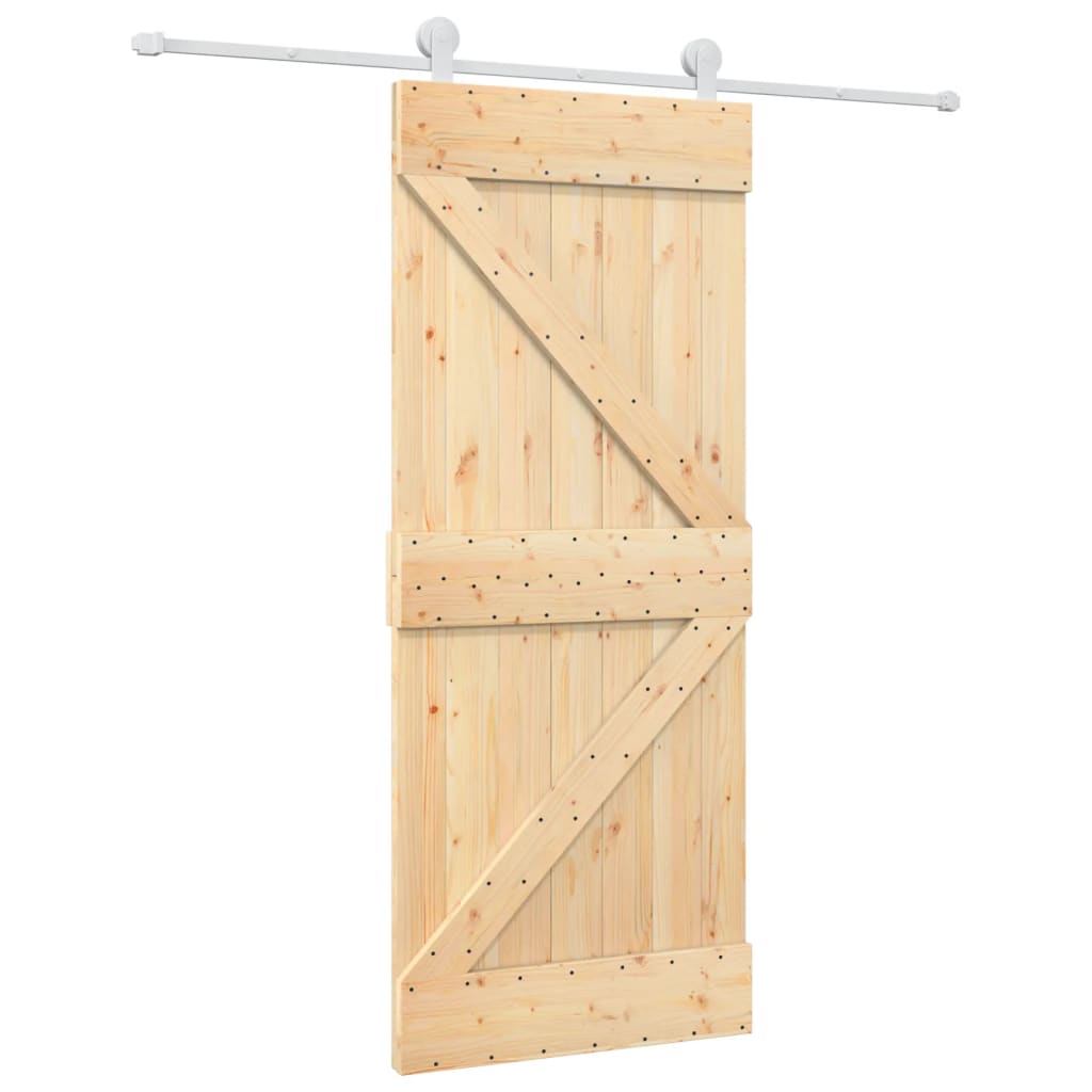 VidaXL Schiebetür mit Beschlägen 85x210 cm massives Kiefernholz