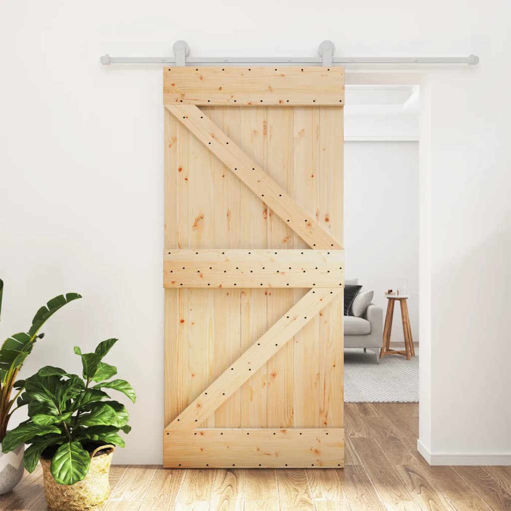 VidaXL Schiebetür mit Beschlägen 95x210 cm massives Kiefernholz