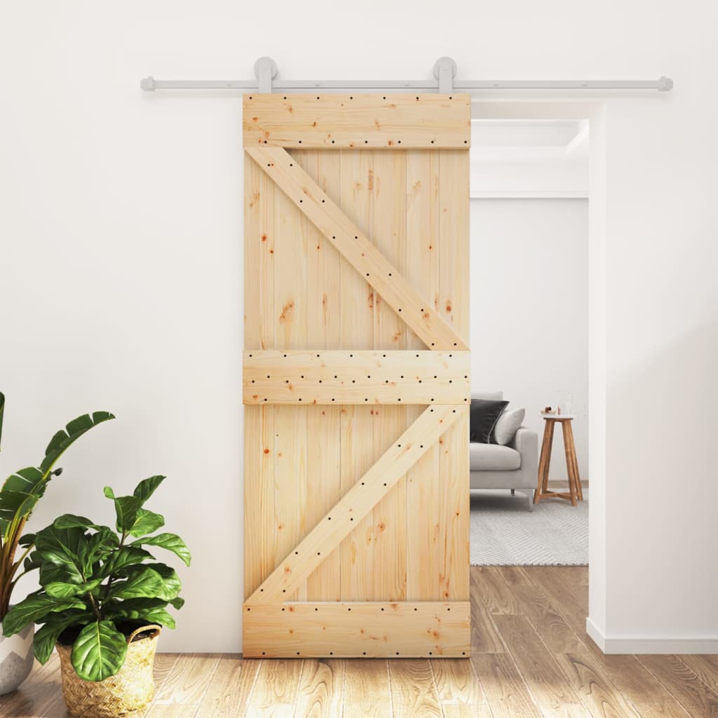 VidaXL Schiebetür mit Beschlägen 80x210 cm massives Kiefernholz