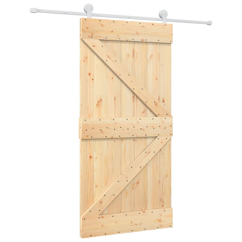 VidaXL Schiebetür mit Beschlägen 100x210 cm massives Kiefernholz