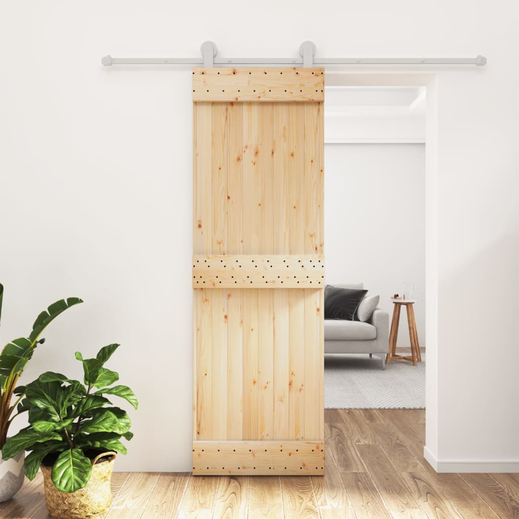 VidaXL Schiebetür mit Beschlägen 70x210 cm massives Kiefernholz