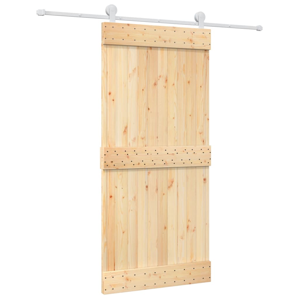 VidaXL Schiebetür mit Beschlägen 95x210 cm massives Kiefernholz