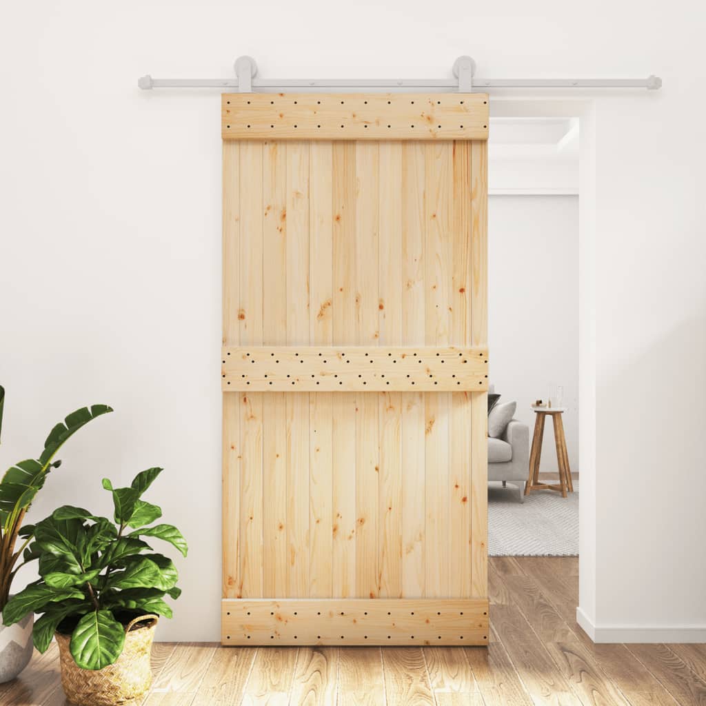 VidaXL Schiebetür mit Beschlägen 100x210 cm massives Kiefernholz
