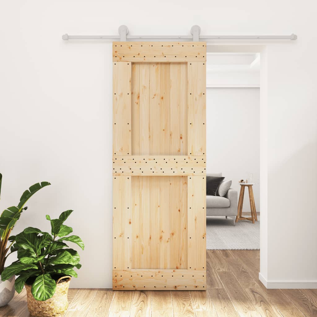 VidaXL Schiebetür mit Beschlägen 80x210 cm massives Kiefernholz