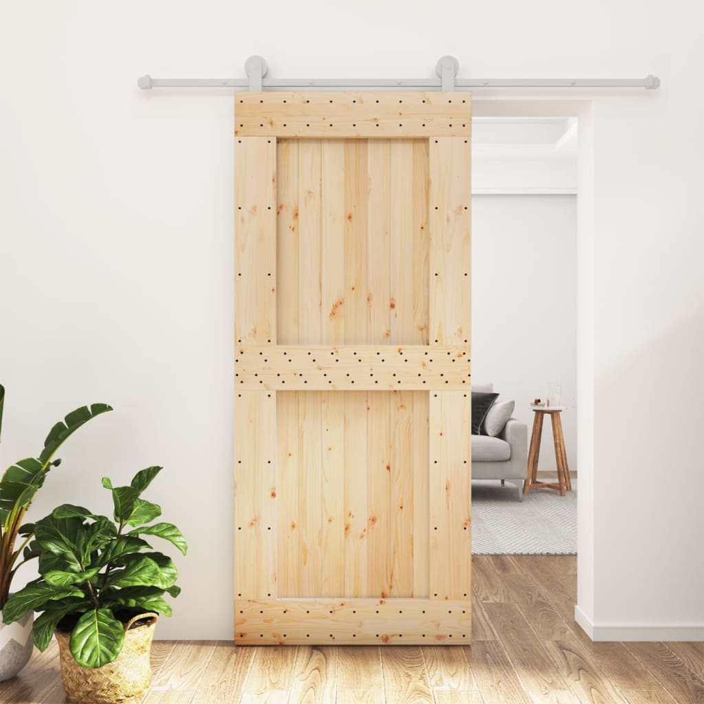 VidaXL Schiebetür mit Beschlägen 90x210 cm massives Kiefernholz