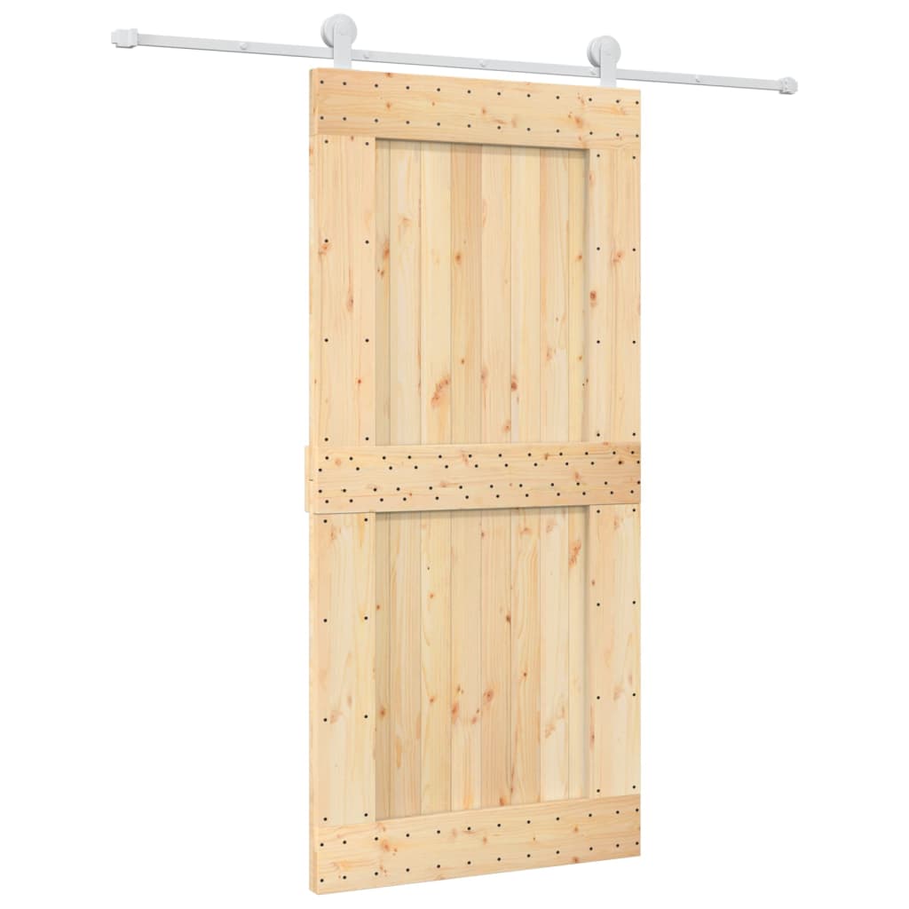 VidaXL Schiebetür mit Beschlägen 95x210 cm massives Kiefernholz
