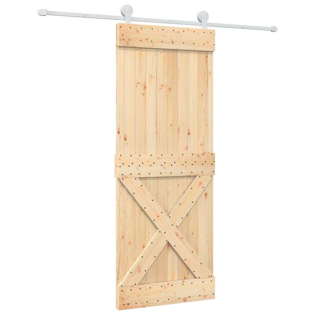 VidaXL Schiebetür mit Beschlägen 80x210 cm massives Kiefernholz