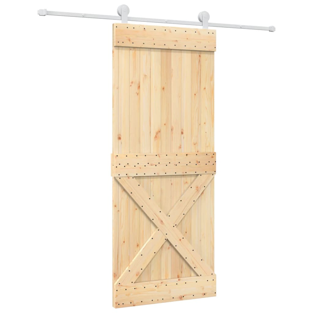VidaXL Schiebetür mit Beschlägen 85x210 cm massives Kiefernholz