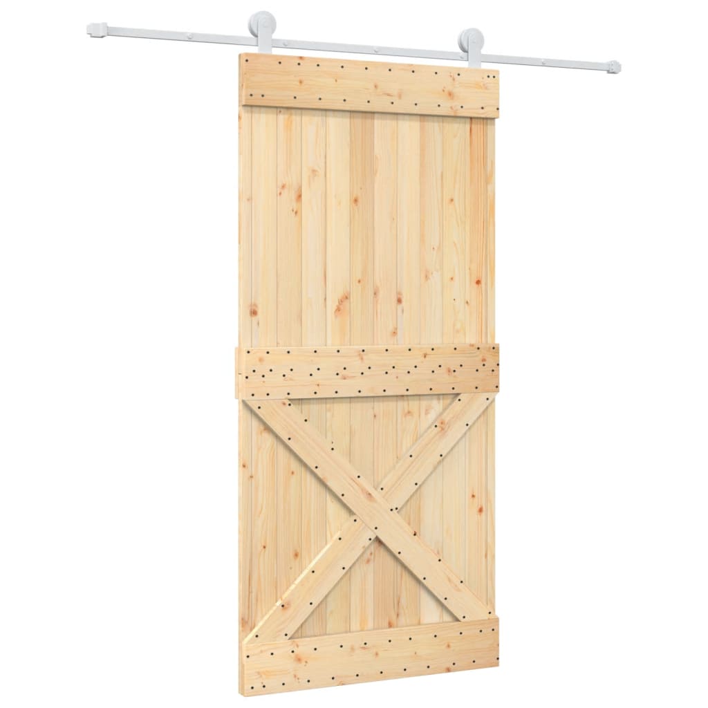 VidaXL Schiebetür mit Beschlägen 95x210 cm massives Kiefernholz