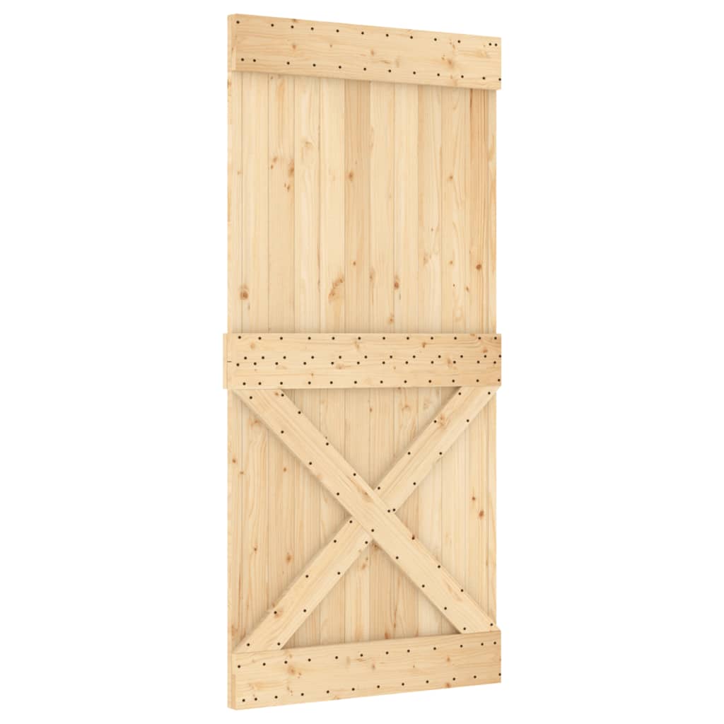 VidaXL Schiebetür mit Beschlägen 95x210 cm massives Kiefernholz