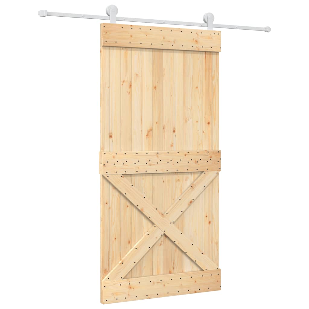 VidaXL Schiebetür mit Beschlägen 100x210 cm massives Kiefernholz