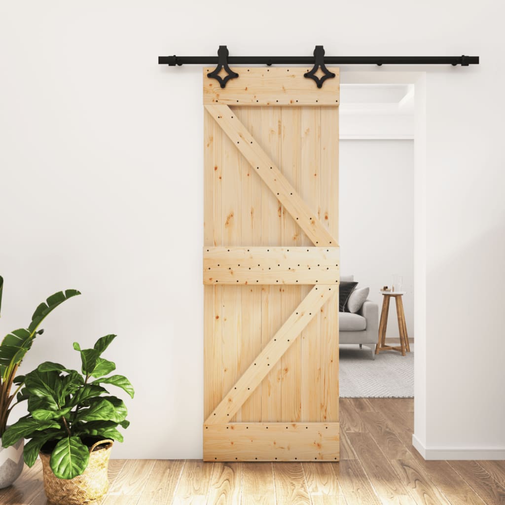 VidaXL Schiebetür mit Beschlägen 70x210 cm massives Kiefernholz