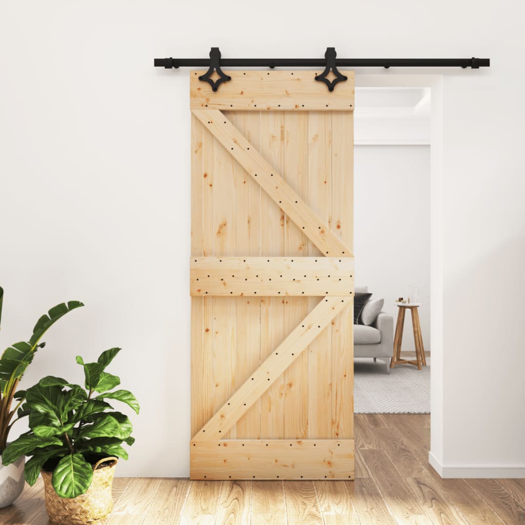 VidaXL Schiebetür mit Beschlägen 85x210 cm massives Kiefernholz