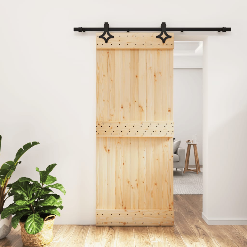 VidaXL Schiebetür mit Beschlägen 85x210 cm massives Kiefernholz