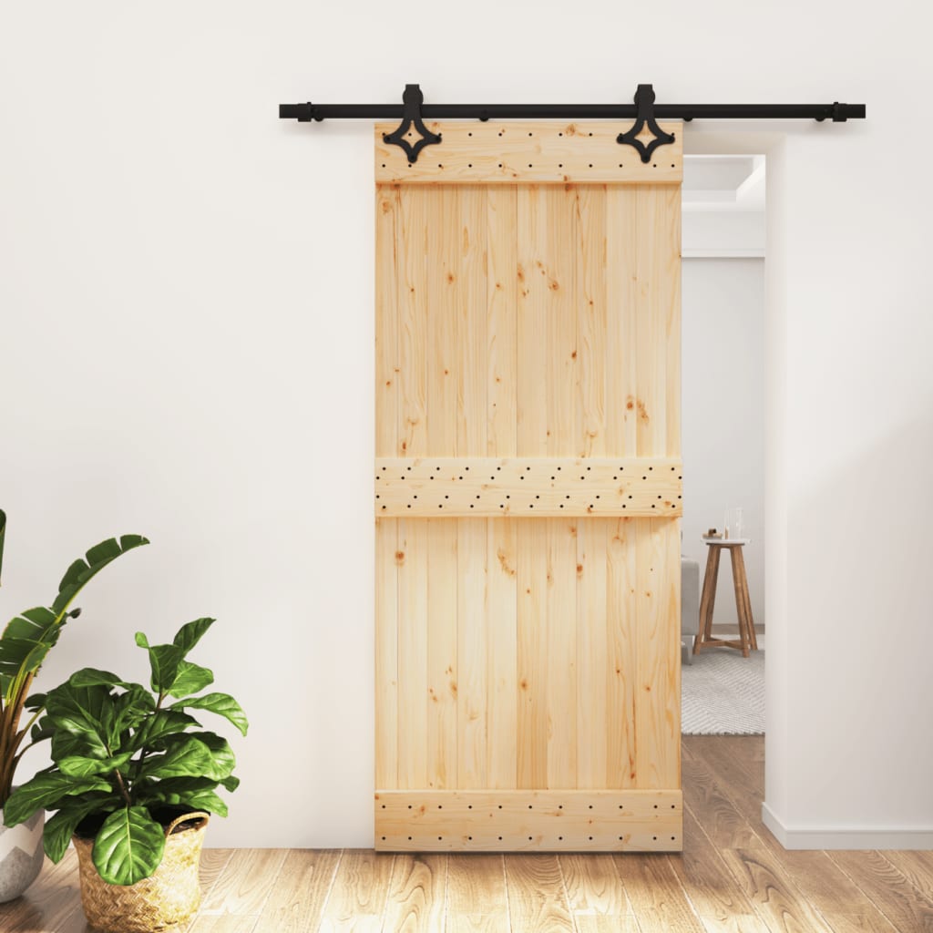 VidaXL Schiebetür mit Beschlägen 90x210 cm massives Kiefernholz