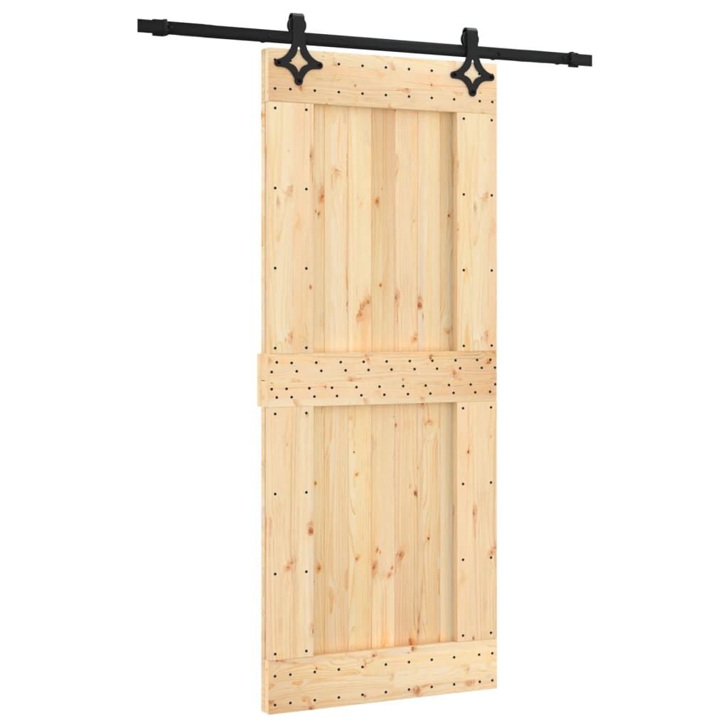 VidaXL Schiebetür mit Beschlägen 85x210 cm massives Kiefernholz