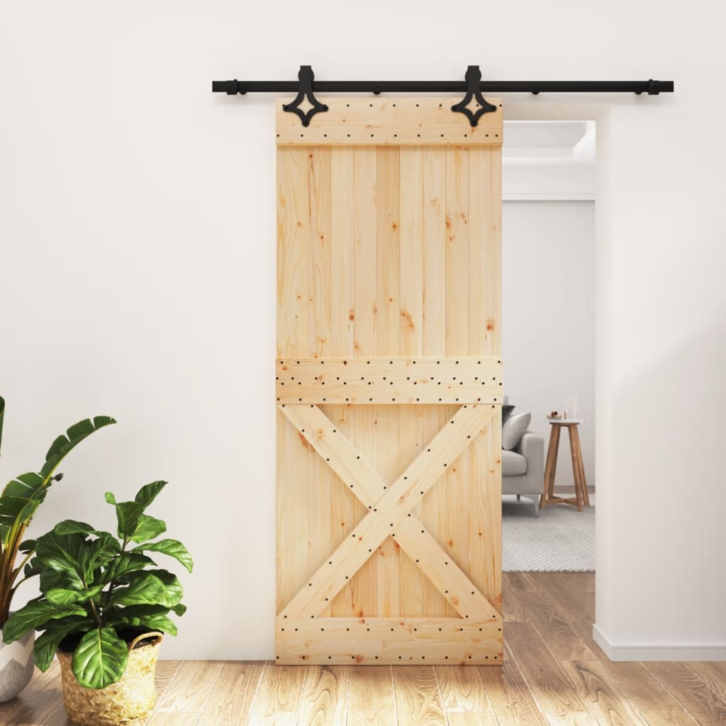 VidaXL Schiebetür mit Beschlägen 85x210 cm massives Kiefernholz