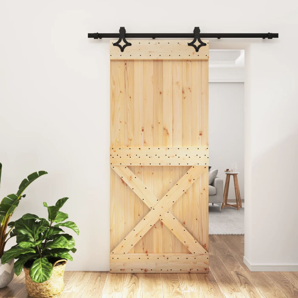 VidaXL Schiebetür mit Beschlägen 90x210 cm massives Kiefernholz