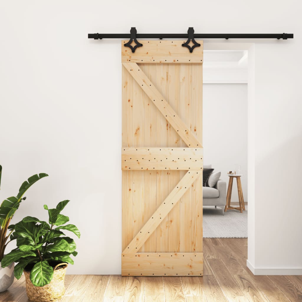 VidaXL Schiebetür mit Beschlägen 70x210 cm massives Kiefernholz