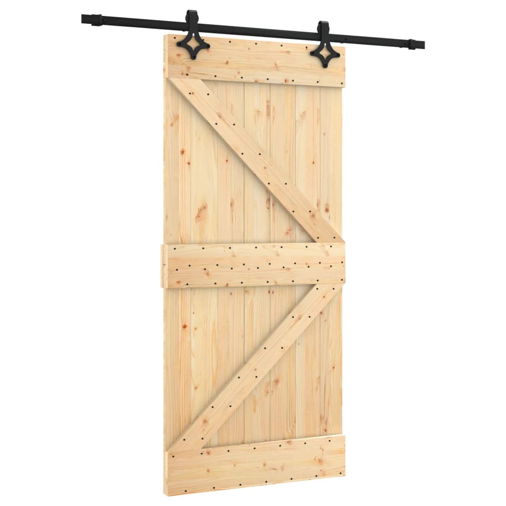 VidaXL Schiebetür mit Beschlägen 95x210 cm massives Kiefernholz