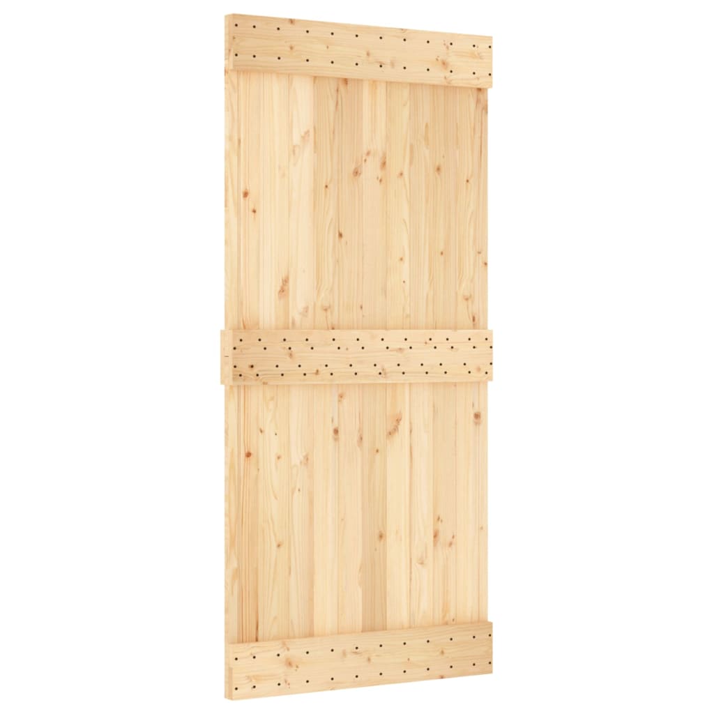 VidaXL Schiebetür mit Beschlägen 95x210 cm massives Kiefernholz