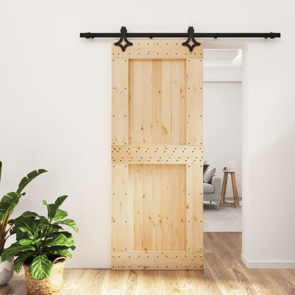 VidaXL Schiebetür mit Beschlägen 85x210 cm massives Kiefernholz