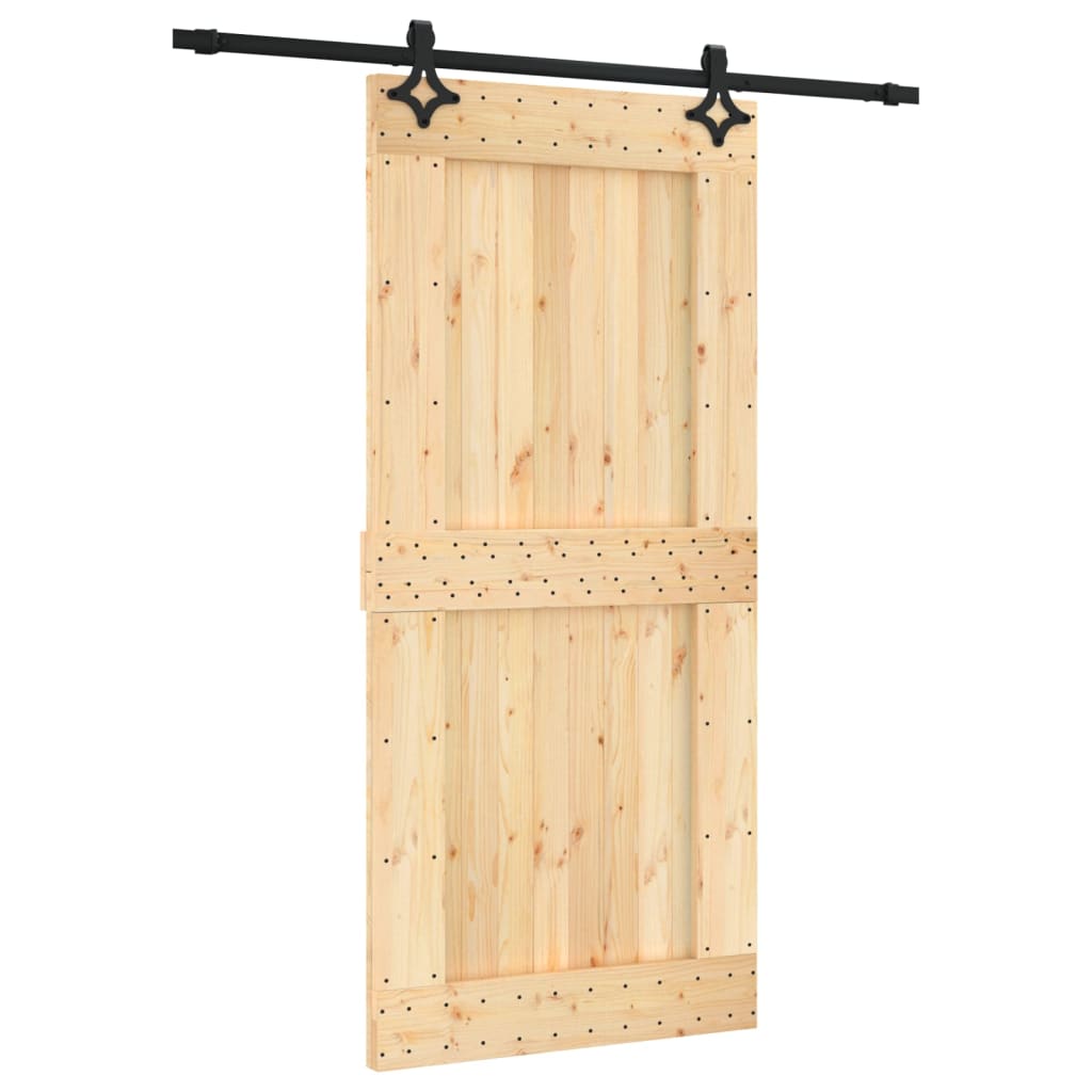 VidaXL Schiebetür mit Beschlägen 95x210 cm massives Kiefernholz