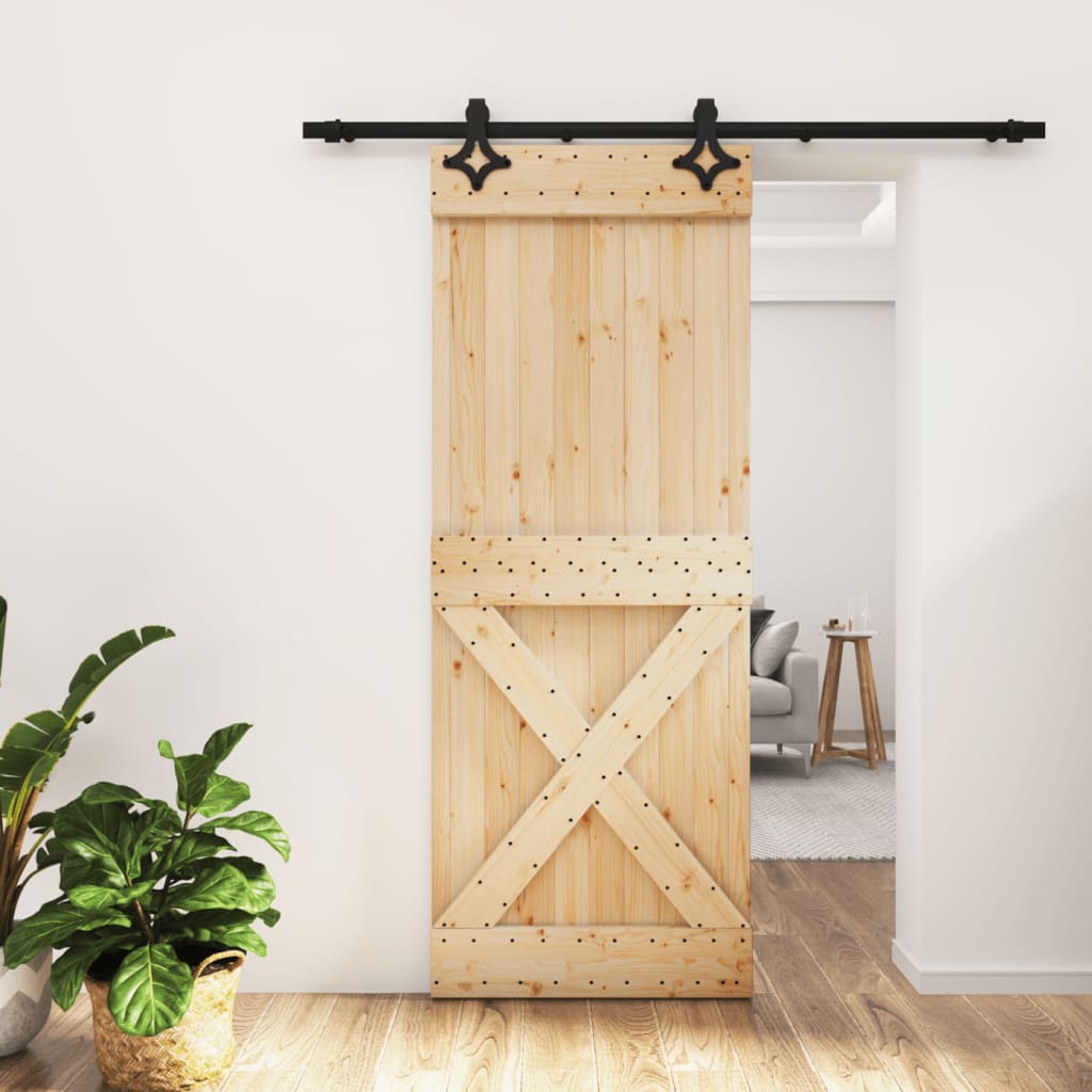 VidaXL Schiebetür mit Beschlägen 80x210 cm massives Kiefernholz