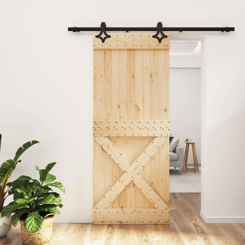 VidaXL Schiebetür mit Beschlägen 85x210 cm massives Kiefernholz