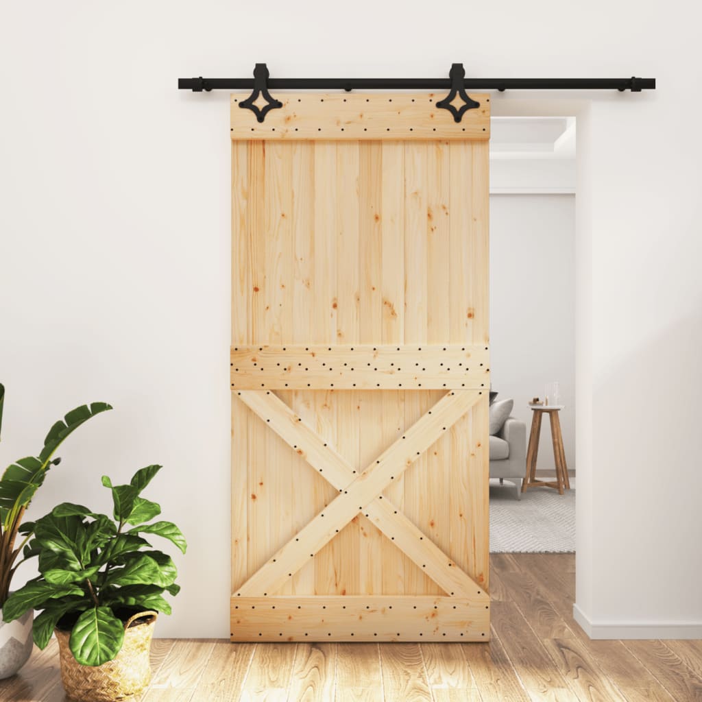 VidaXL Schiebetür mit Beschlägen 100x210 cm massives Kiefernholz