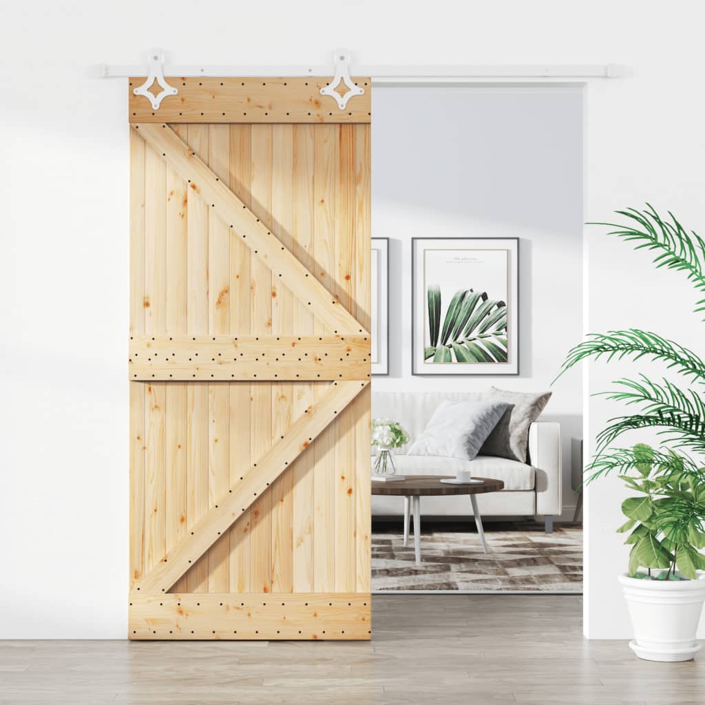 VidaXL Schiebetür mit Beschlägen 90x210 cm massives Kiefernholz