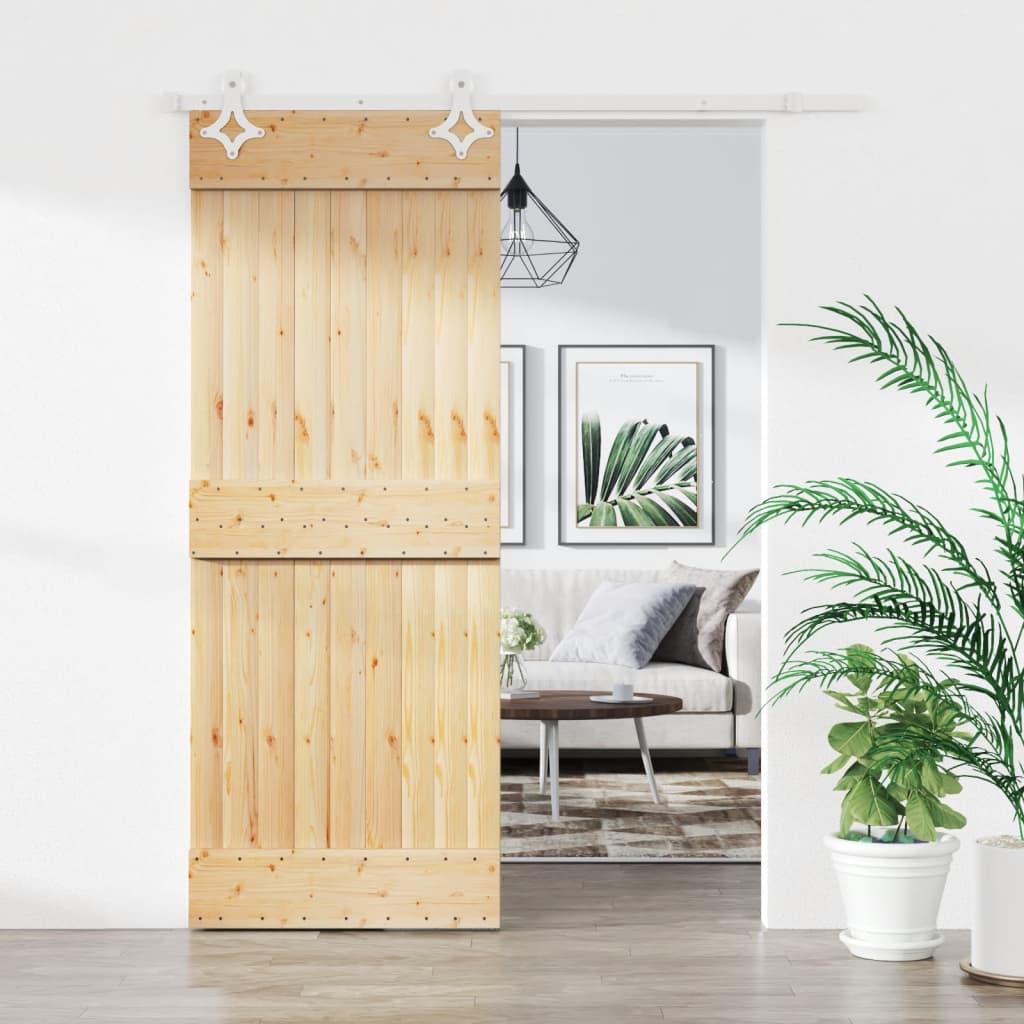 VidaXL Schiebetür mit Beschlägen 80x210 cm massives Kiefernholz