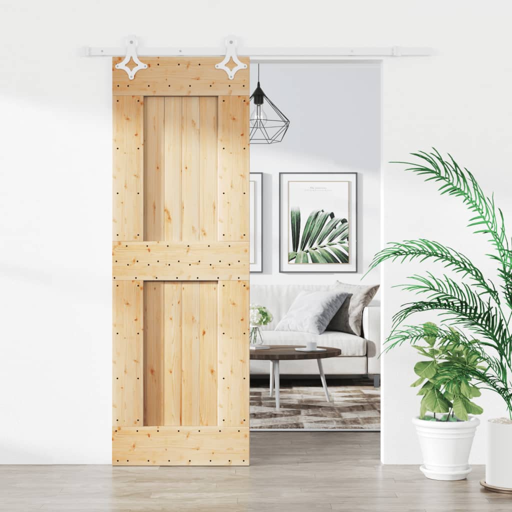 VidaXL Schiebetür mit Beschlägen 70x210 cm massives Kiefernholz