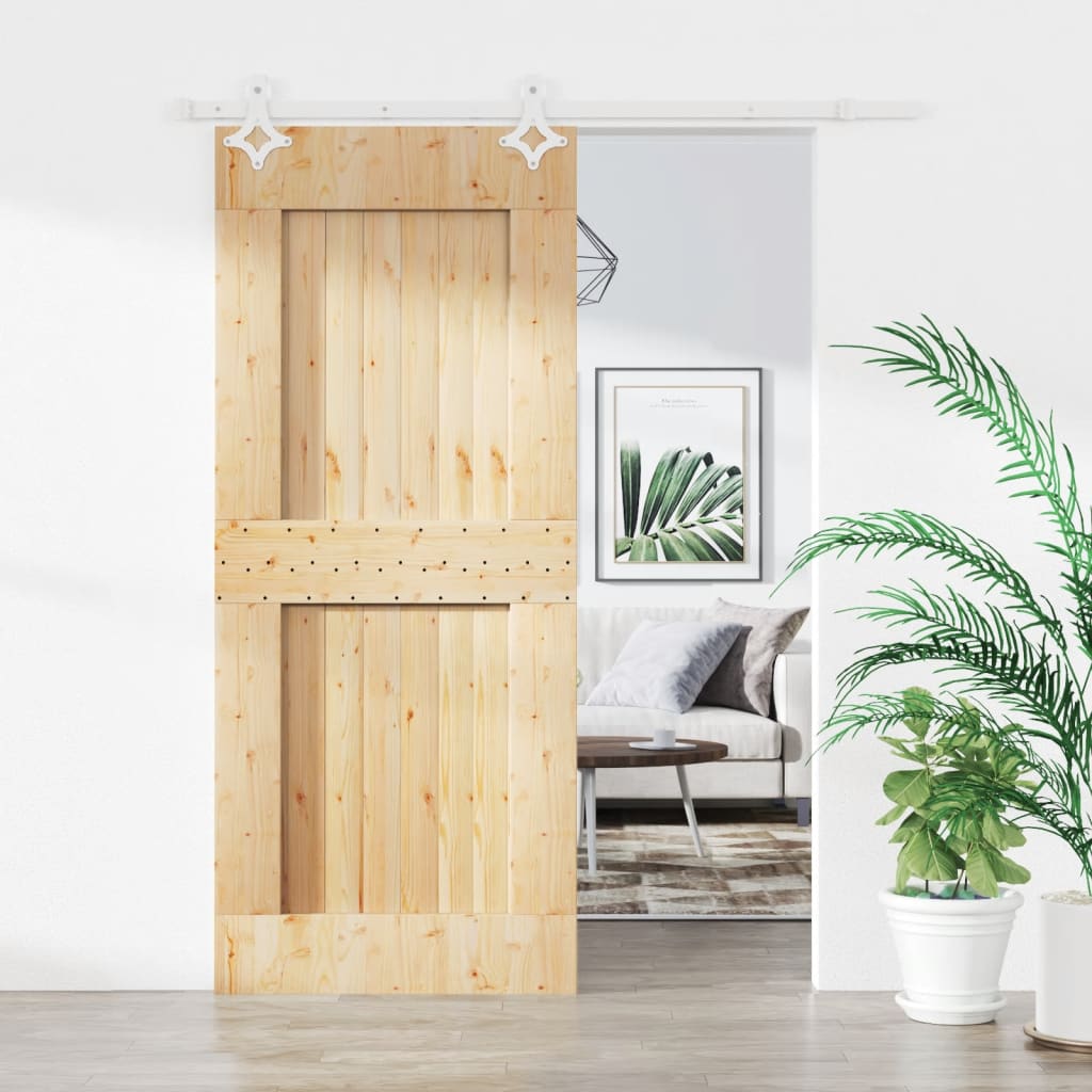 VidaXL Schiebetür mit Beschlägen 90x210 cm massives Kiefernholz
