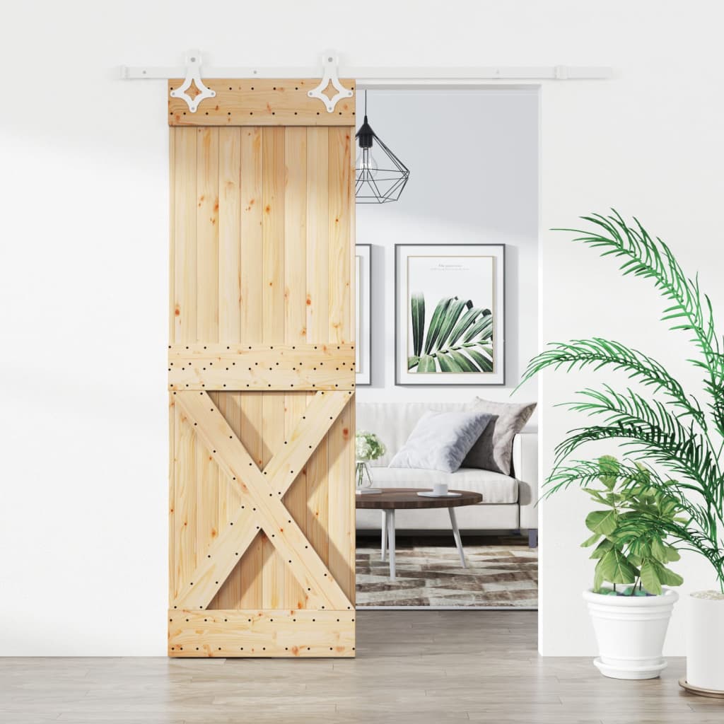 VidaXL Schiebetür mit Beschlägen 70x210 cm massives Kiefernholz
