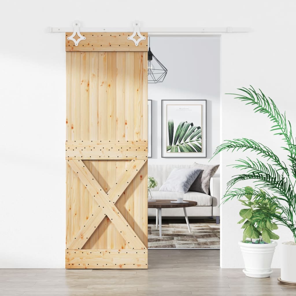 VidaXL Schiebetür mit Beschlägen 85x210 cm massives Kiefernholz