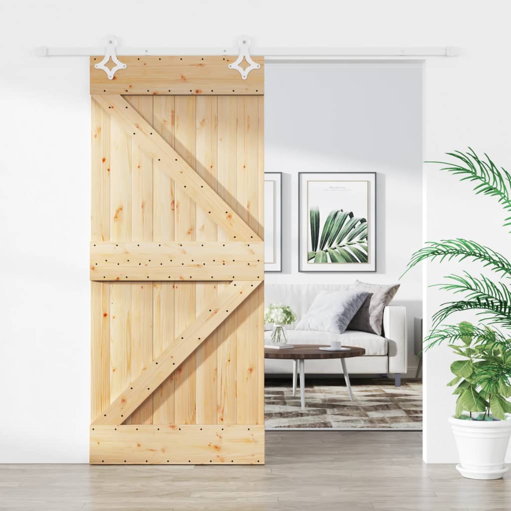 VidaXL Schiebetür mit Beschlägen 90x210 cm massives Kiefernholz