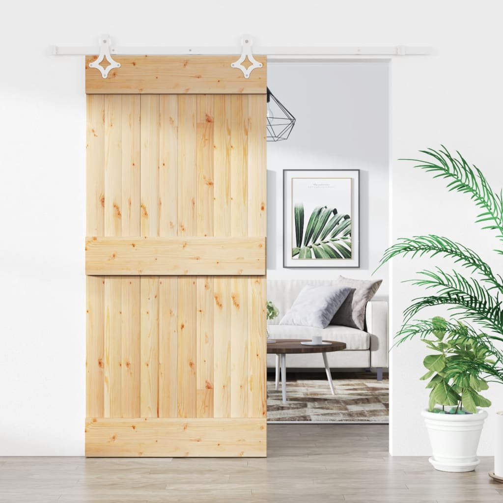 VidaXL Schiebetür mit Beschlägen 95x210 cm massives Kiefernholz