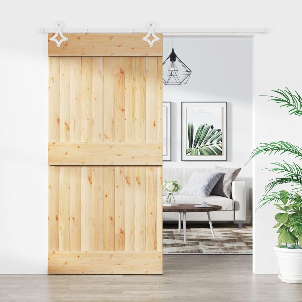 VidaXL Schiebetür mit Beschlägen 100x210 cm massives Kiefernholz