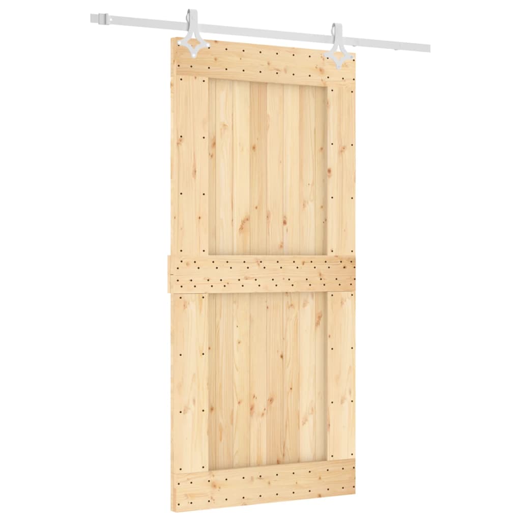 VidaXL Schiebetür mit Beschlägen 95x210 cm massives Kiefernholz