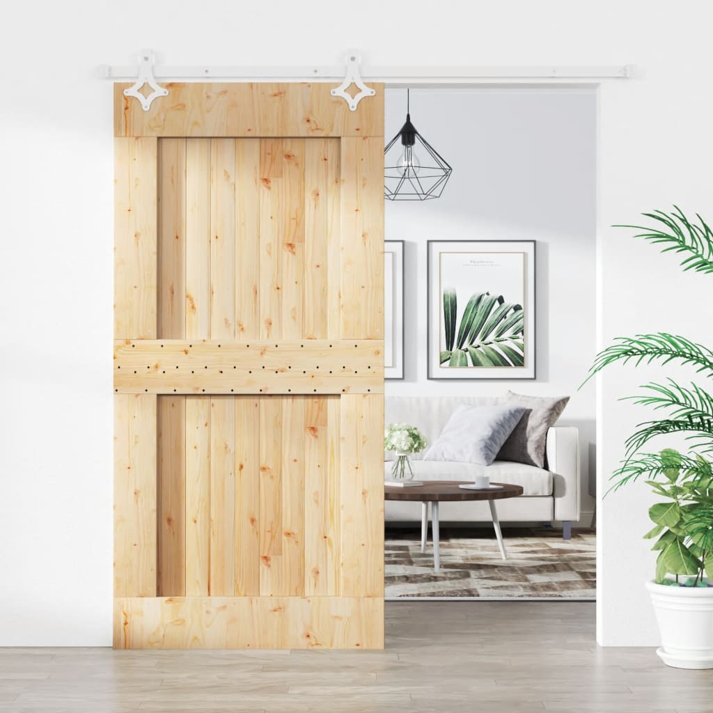VidaXL Schiebetür mit Beschlägen 100x210 cm massives Kiefernholz
