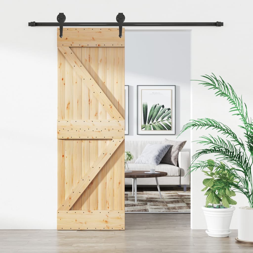 VidaXL Schiebetür mit Beschlägen 70x210 cm massives Kiefernholz