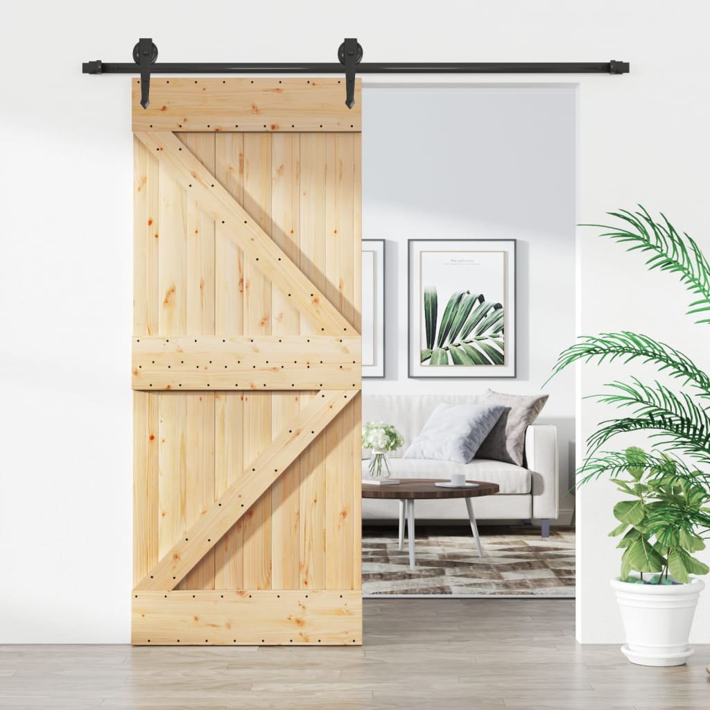 VidaXL Schiebetür mit Beschlägen 85x210 cm massives Kiefernholz