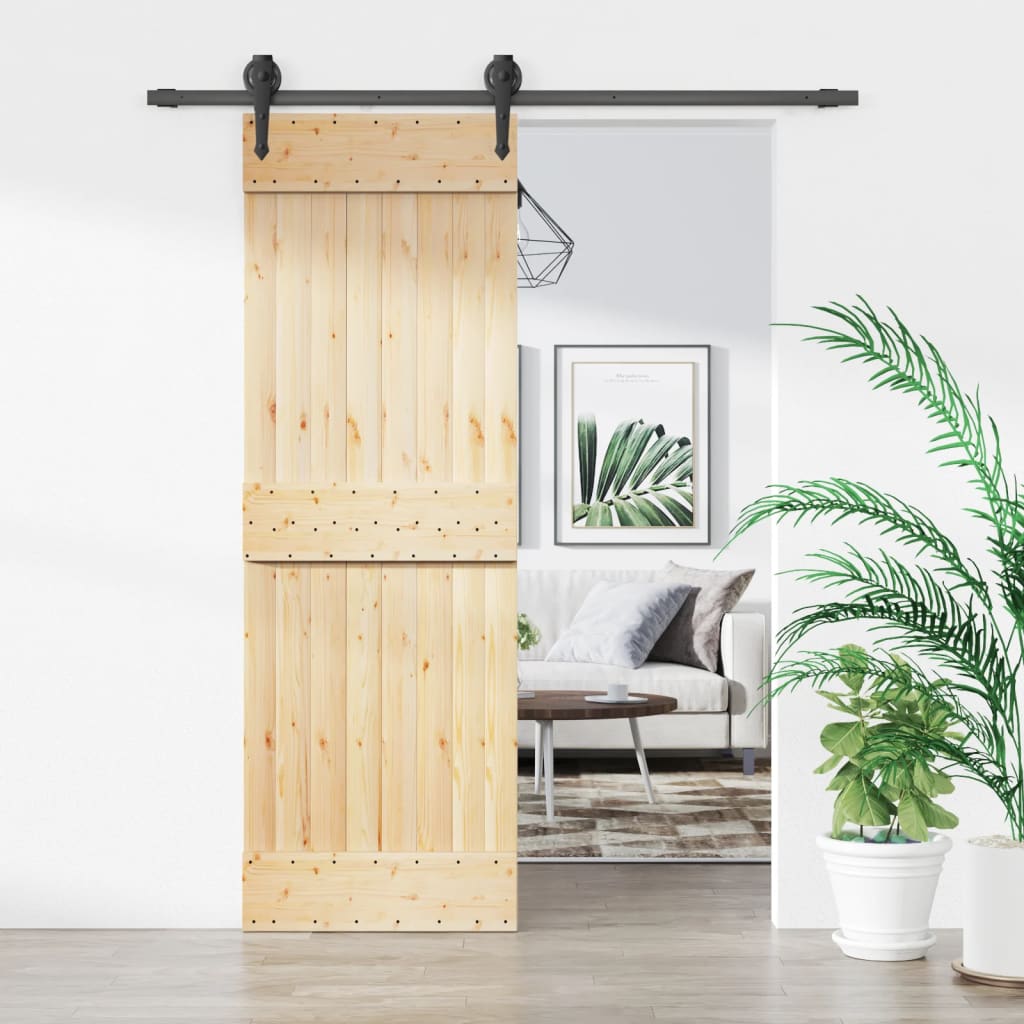 VidaXL Schiebetür mit Beschlägen 70x210 cm massives Kiefernholz