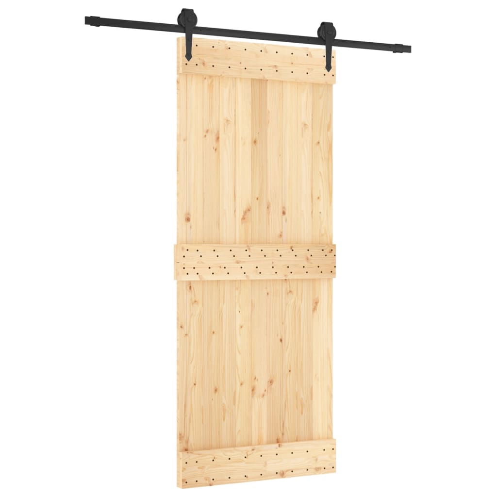 VidaXL Schiebetür mit Beschlägen 85x210 cm massives Kiefernholz